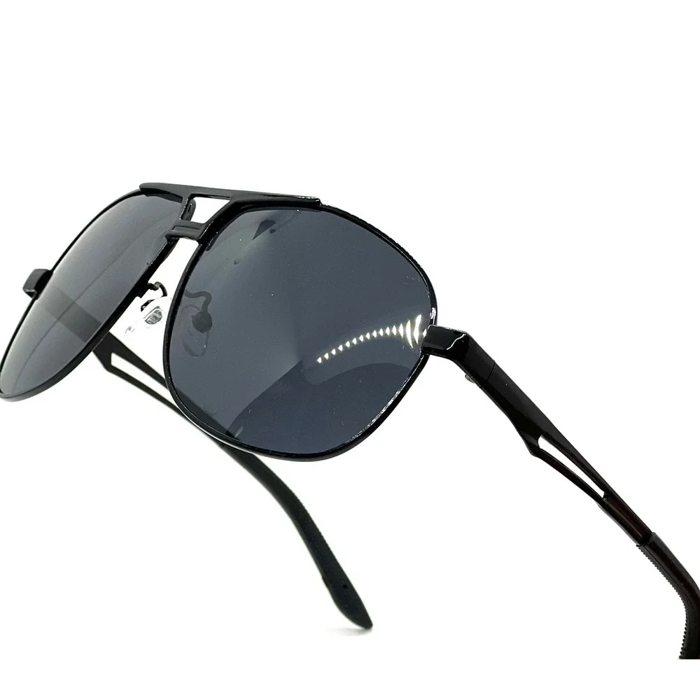Sunglasses Black Metal Frame Dark Lenses Driving Hip Hop Designer Men Shades New